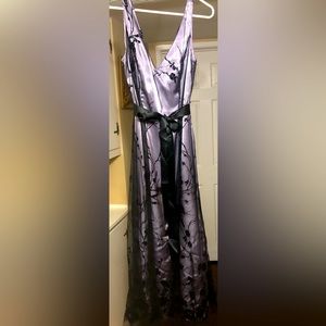 Lilac/Black Papell Boutique Sheer Lace Gown